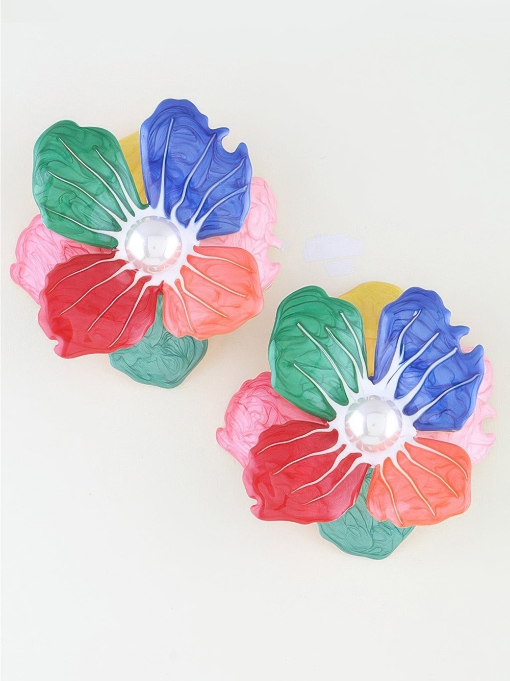 Blooming Marble Flower Stud Earrings